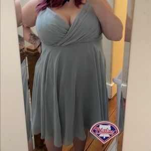 sage green david’s bridal dress